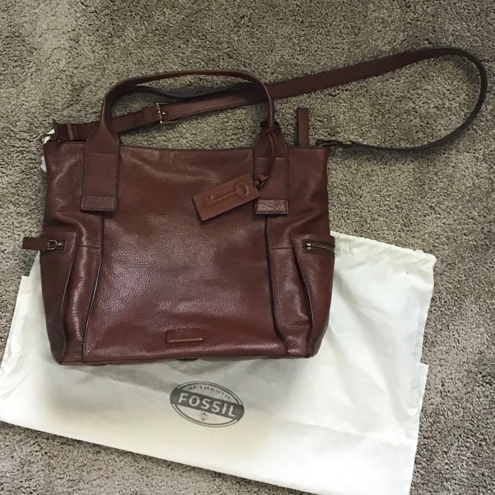 Fossil Emerson Cognac Leather Satchel